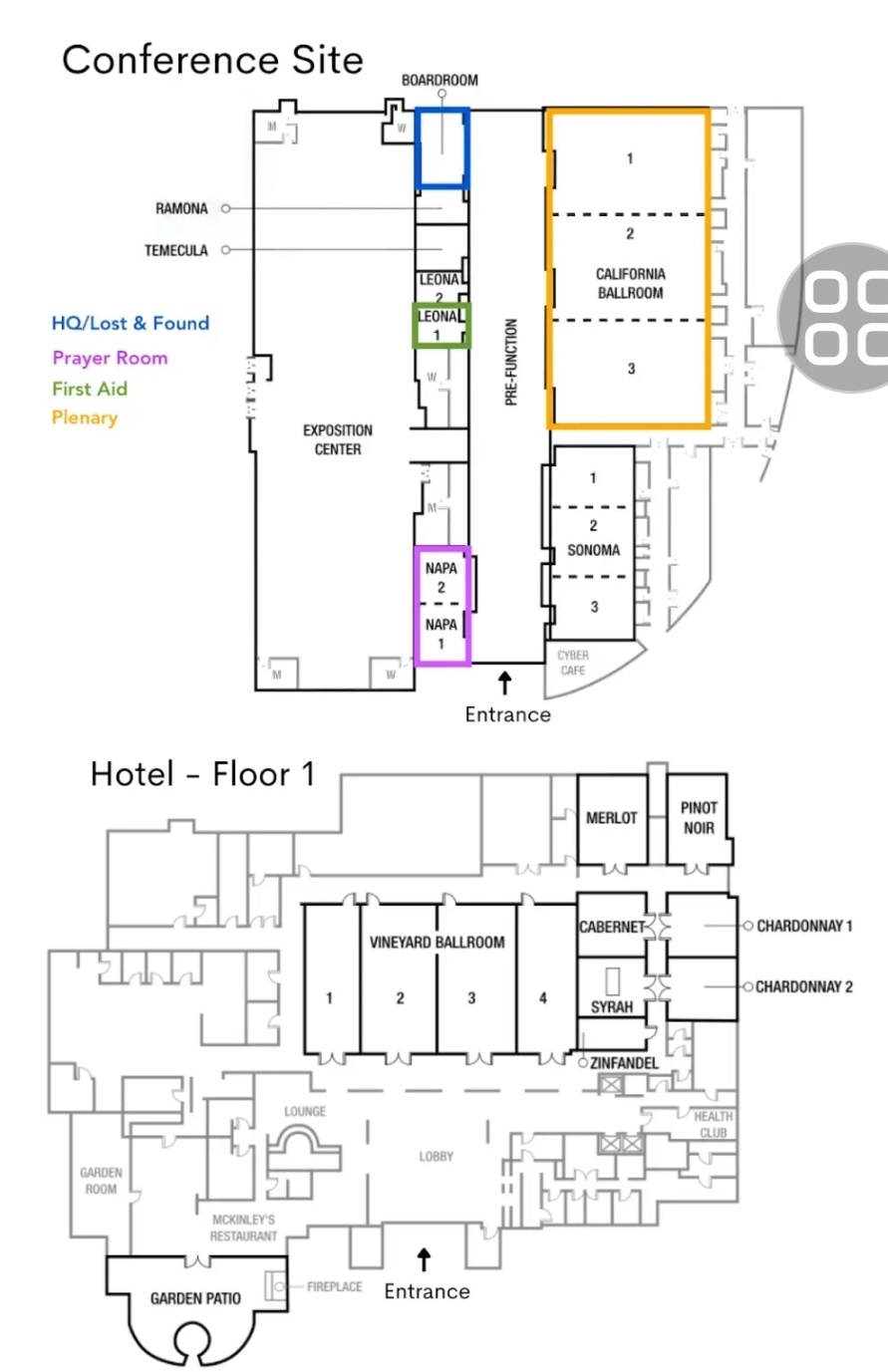 Hotel map for the 2025 Youth Higher Calling Conference